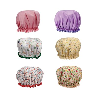 Adult Satin Shower Cap six Designs all Hair lengths attractive designs