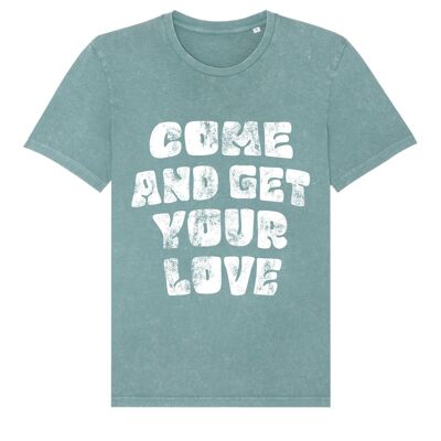 Camiseta turquesa desteñido "Tu Amor" Talla S