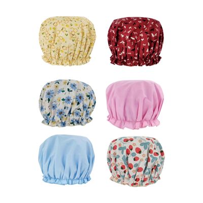 Bonnet de douche en coton pour adultes, chapeau de grande capacité, chapeau de bain Double couche, bonnets de bain à bande élastique en coton