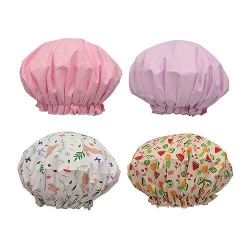 Children's Cotton Shower Cap, Mini Shower Cap, Double Layer Bath Hat for Kids, Small Size Reusable Elastic Band Bath Caps