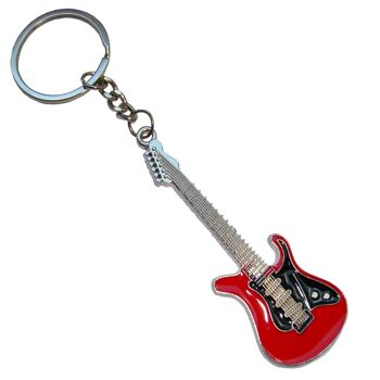 Porte-clés Guitare - Rouge, Noir et Argent 2