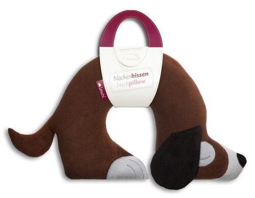 Charlie the Dog chocolat - coussin de voyage pour le cou  - chien