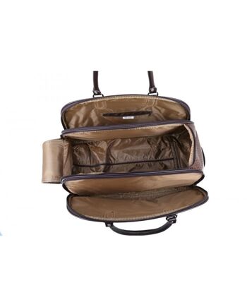 Sac de voyage unisexe en cuir PU verni Trolley 3 compartiments avec roulettes Sac de vacances en PU verni -Holdall-108-S rouge 4