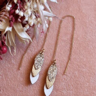 Volta Earrings - White, Gold, Glitter