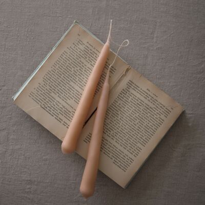 Beeswax candle pair "A&O", carnation