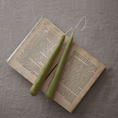 Beeswax candle pair "A&O", pistachio