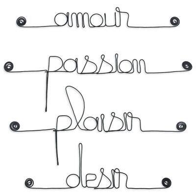Décoration Murale à punaiser - Lot de petits messages - AMOUR : Amour, Désir, Passion, Plaisir - Cadeau Saint Valentin / Mariage - Bijoux de mur