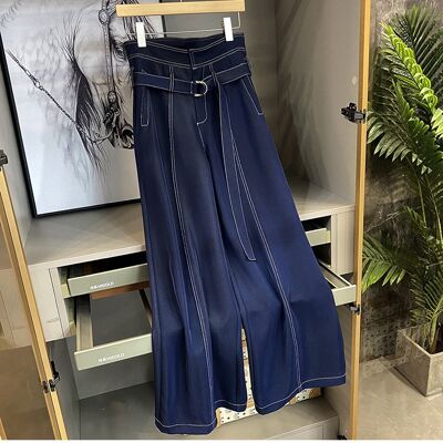 Wide Leg Solid High Waisted Relaxed Pants