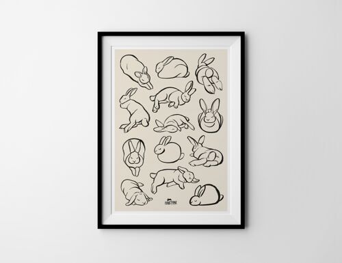 Artprint "Schlafende Kaninchen"