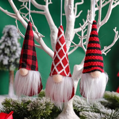 3 pezzi per set bambola senza volto lavorata a maglia decorazione natalizia ciondolo albero piccolo