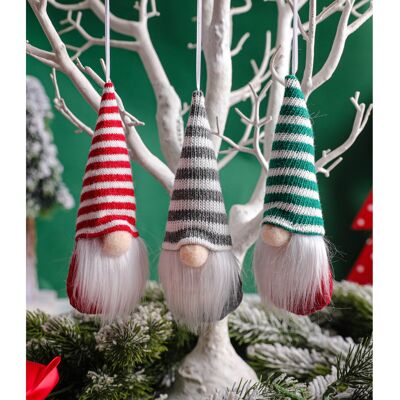 3 Stück pro Set gestrickte gesichtslose Puppe Weihnachtsdekoration kleiner Baumanhänger