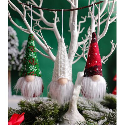 3 pièces par ensemble tricoté poupée sans visage décoration de noël petit arbre pendentif