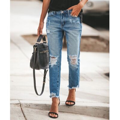 Jeans casual con nappe strappate semplici