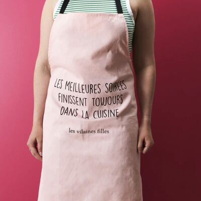 Tablier de cuisine "les meilleures soirées finissent toujours dans la cuisine"