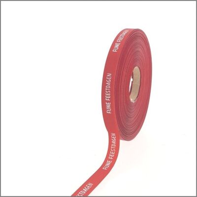 Ruban Satin - Joyeuses Fêtes – rouge – 100 mètres
