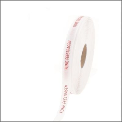 Satin Ribbon - Happy Holidays – white – 100 meters