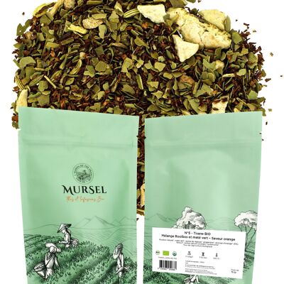 N°5 - Té de hierbas orgánico – Mezcla de Rooibos y mate verde – Sabor Naranja - 75gr
