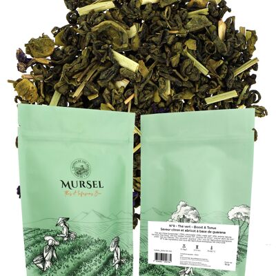 N°9 - Grüner Tee – Boost & Tonus – Zitronen- und Aprikosengeschmack auf Basis von Guarana – 75gr