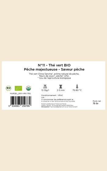 N°11 - Thé vert BIO – Pêche majestueuse – Saveur pêche - 75gr 4