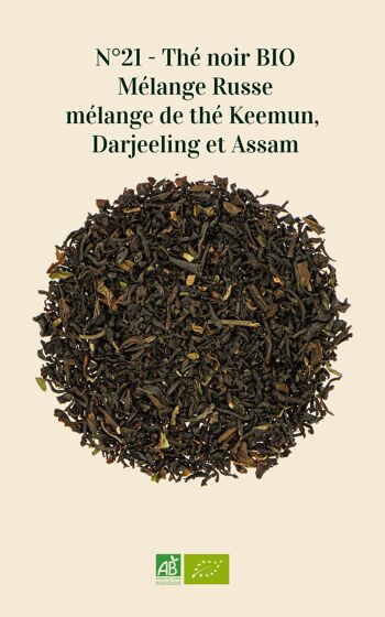 N°21 - Thé noir BIO – Mélange Russe – mélange de thé Keemun, Darjeeling et Assam - 75gr 2