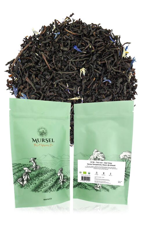 N°28 - Thé noir BIO – Earl Grey – Saveur bergamote, fleurs de bleuet - 75gr