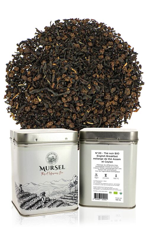 N°20 - Thé noir BIO – English Breakfast – mélange de thé Assam et Ceylan - 100gr