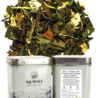 N°22 - Weißer BIO-Tee – Exotisch-fruchtige Mischung – Mango-, Papaya- und Limettengeschmack – 100gr