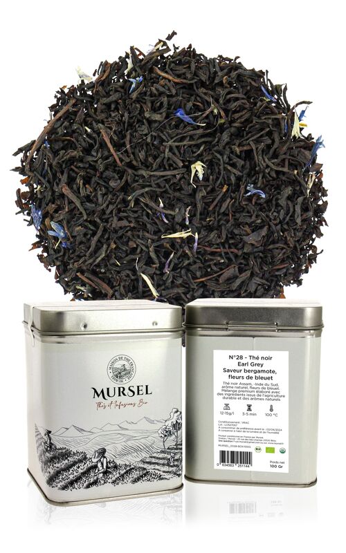 N°28 - Thé noir – Earl Grey – Saveur bergamote, fleurs de bleuet - 100gr