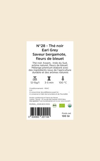 N°28 - Thé noir – Earl Grey – Saveur bergamote, fleurs de bleuet - 100gr 4