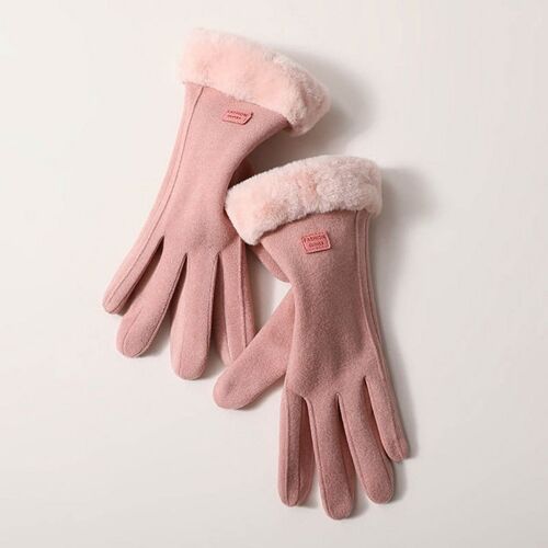 Handschoenen | dames | fleece | roze | zwart | touchscreen | kerst
