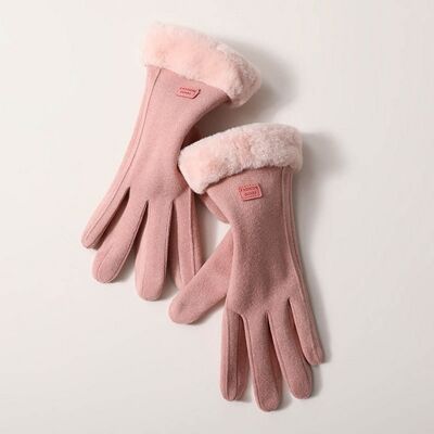 Handschuhe | Damen | Vlies | rosa | schwarz | Touchscreen | Weihnachten