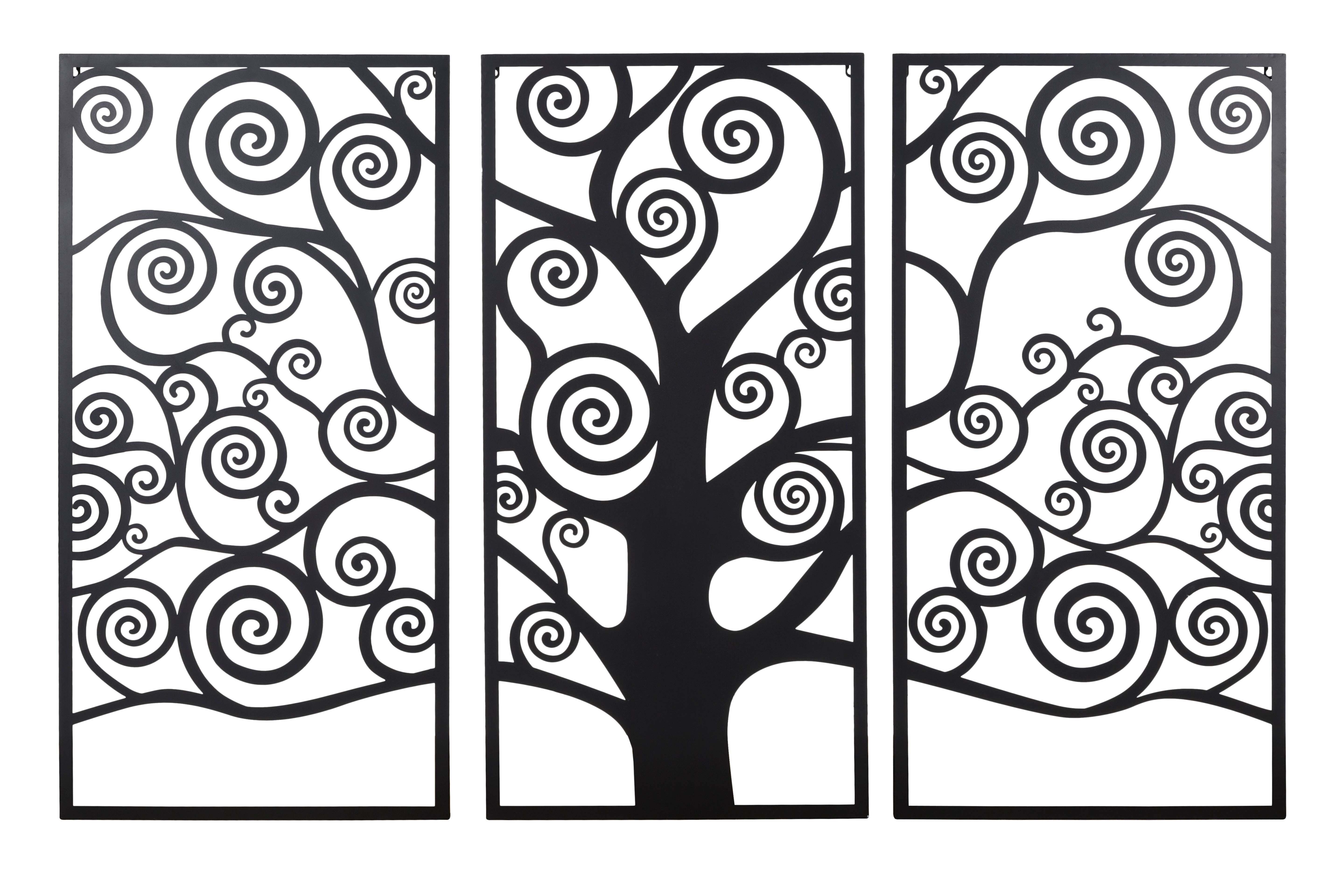  SET 3 IRON WALL PANEL ALBERO DELLA VITA BLACK CM 165X2X110
 D032155000N