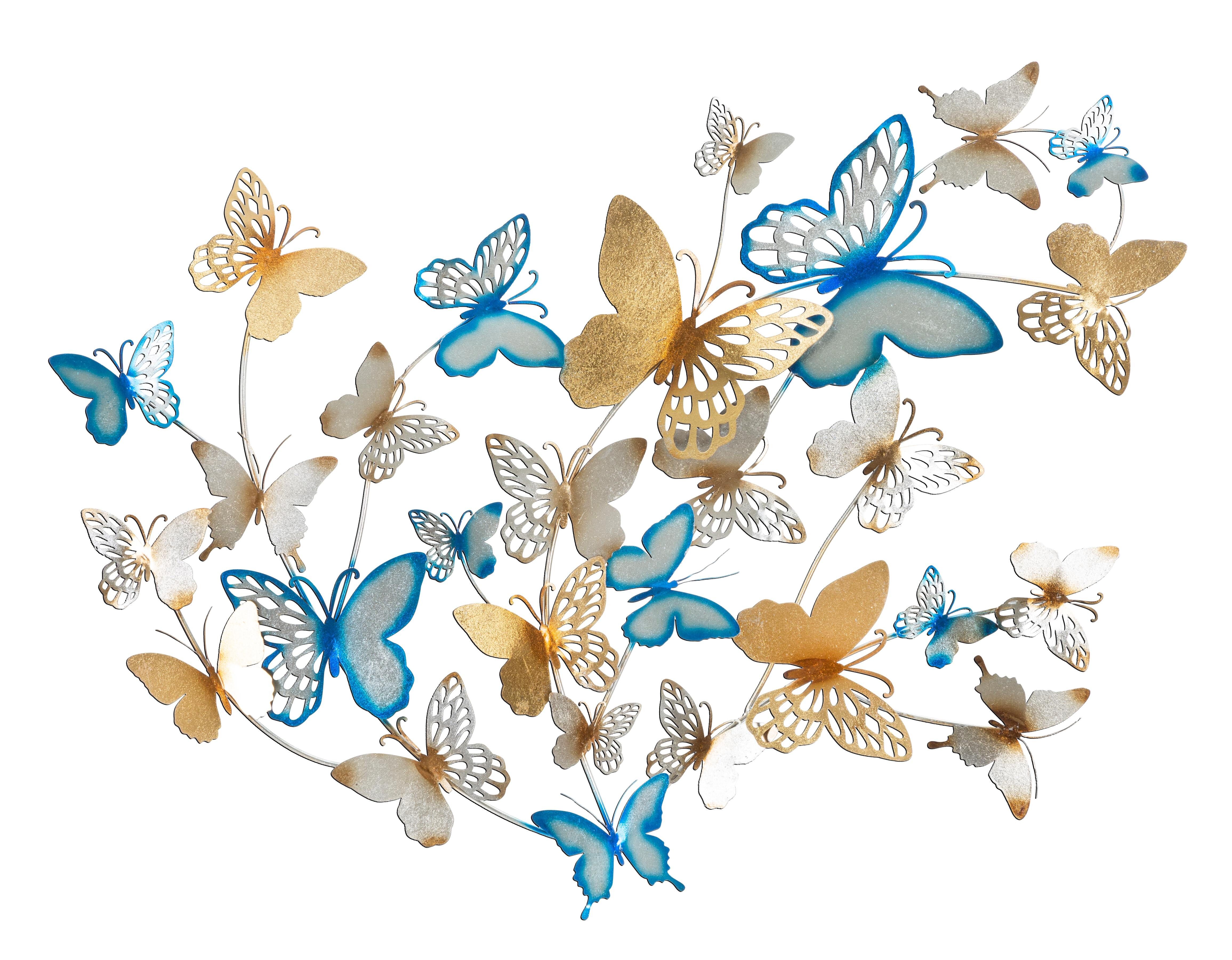 BUTTERFLIES WALL PANEL GOLD/LIGHT BLUE CM 132X3,5X95,5 D032164000C