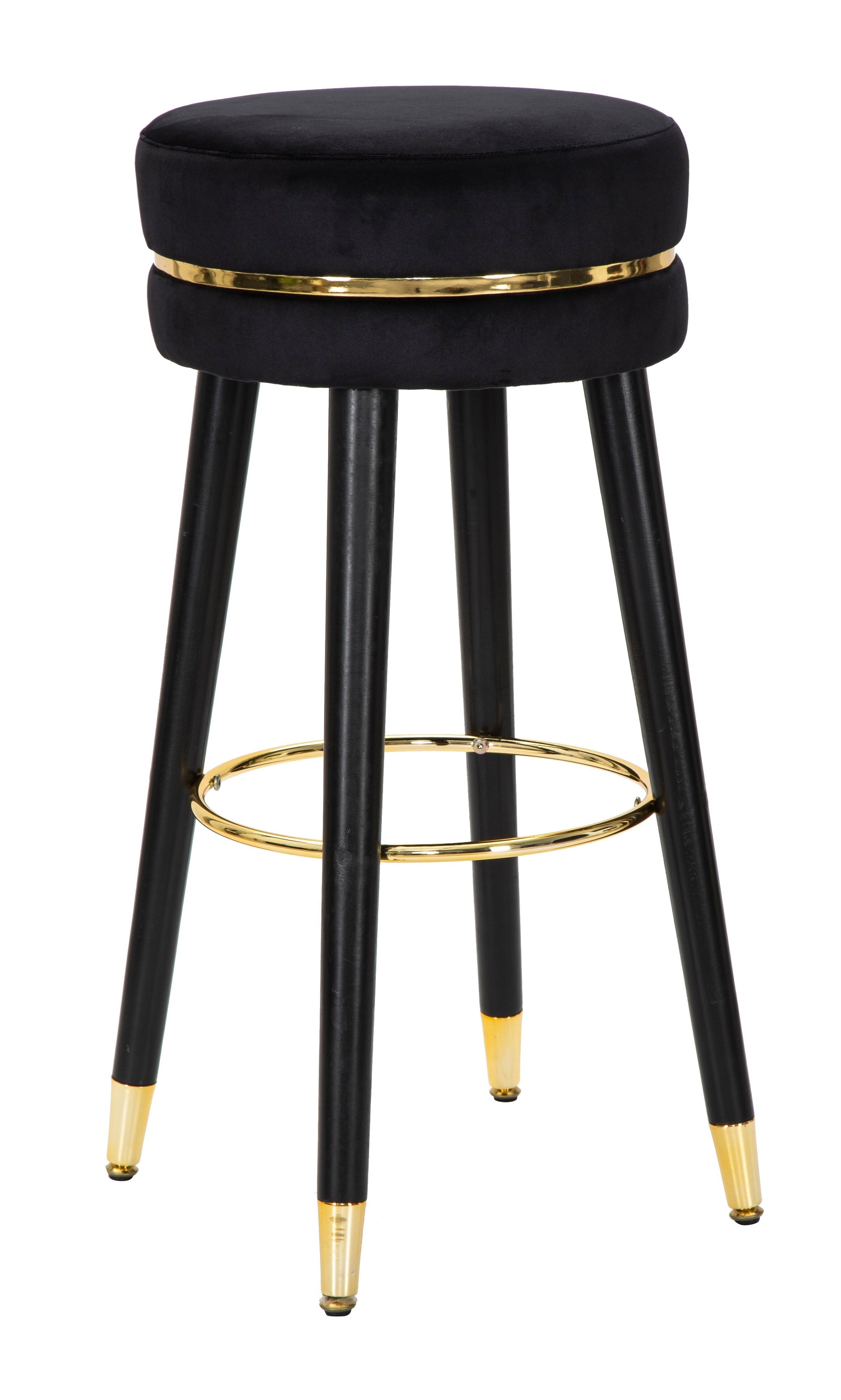 Bar Stool  Paris Nero/Gold Cm Ø 35X74 D14227900BN