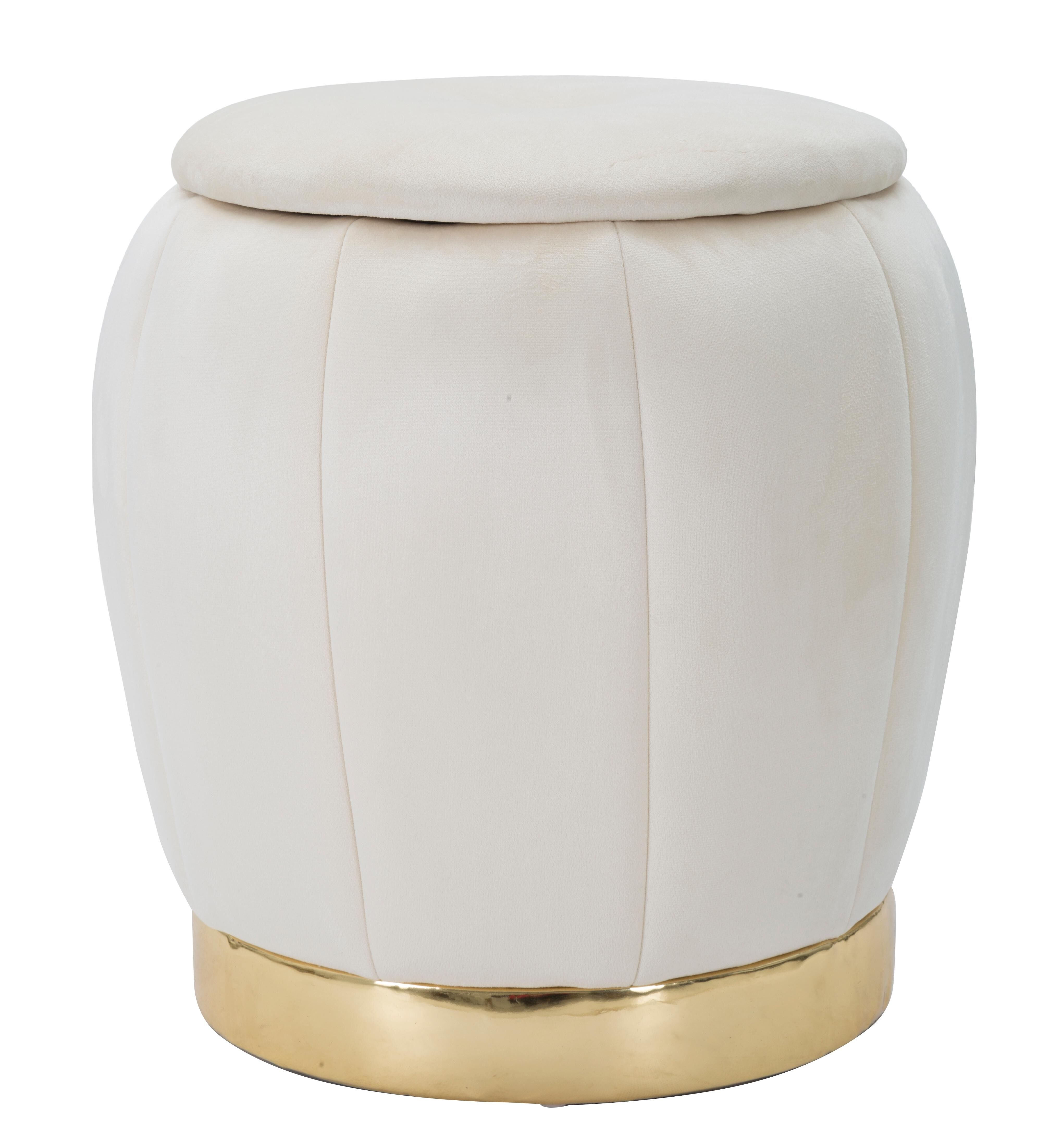 STOOL/STORAGE PARIS CREMA/GOLD CM 43X43 D14227900CP