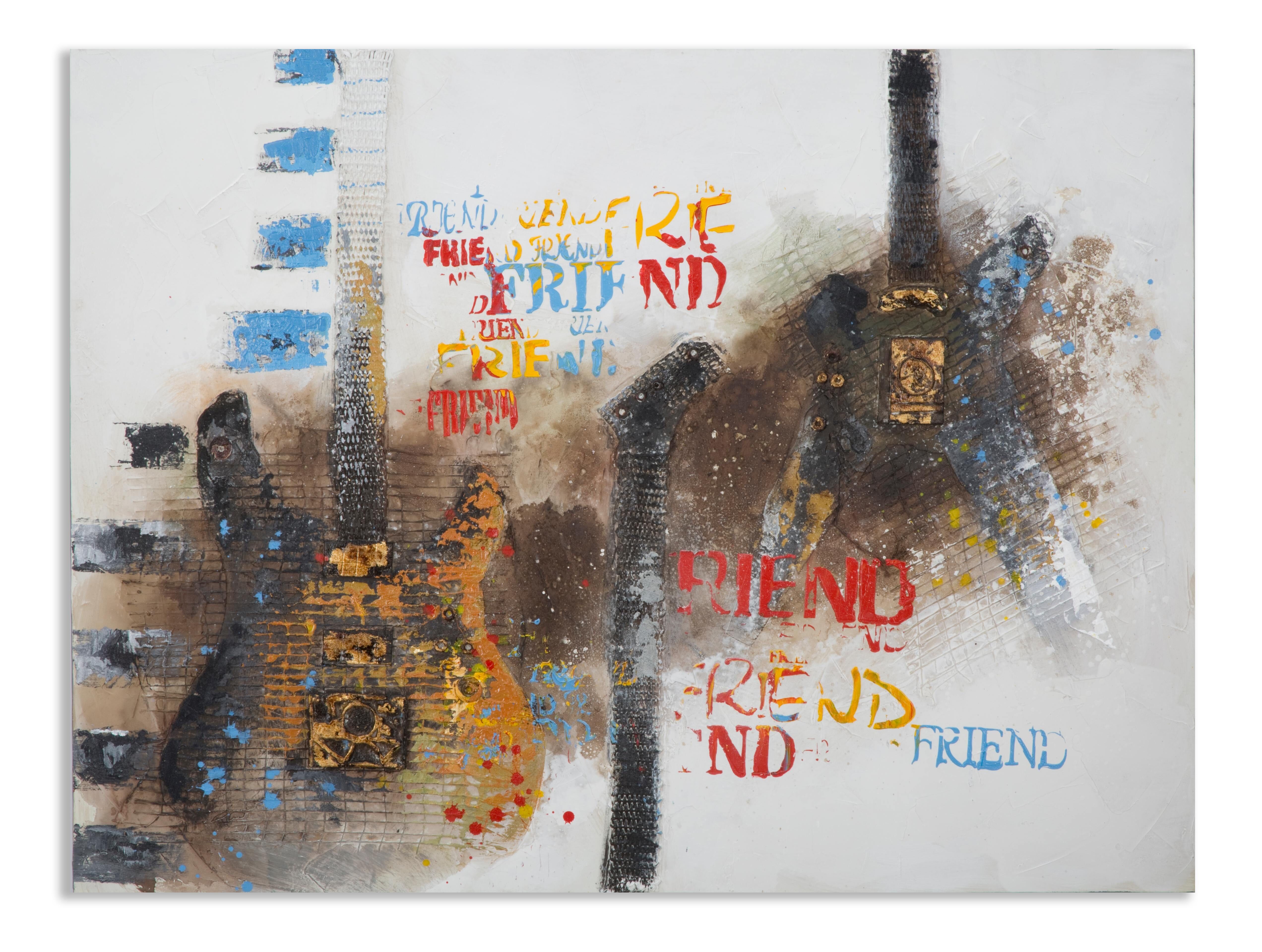 PITTURA MURALE SU TELA CHITARRE ART CM 120X3,5X90 D316850000