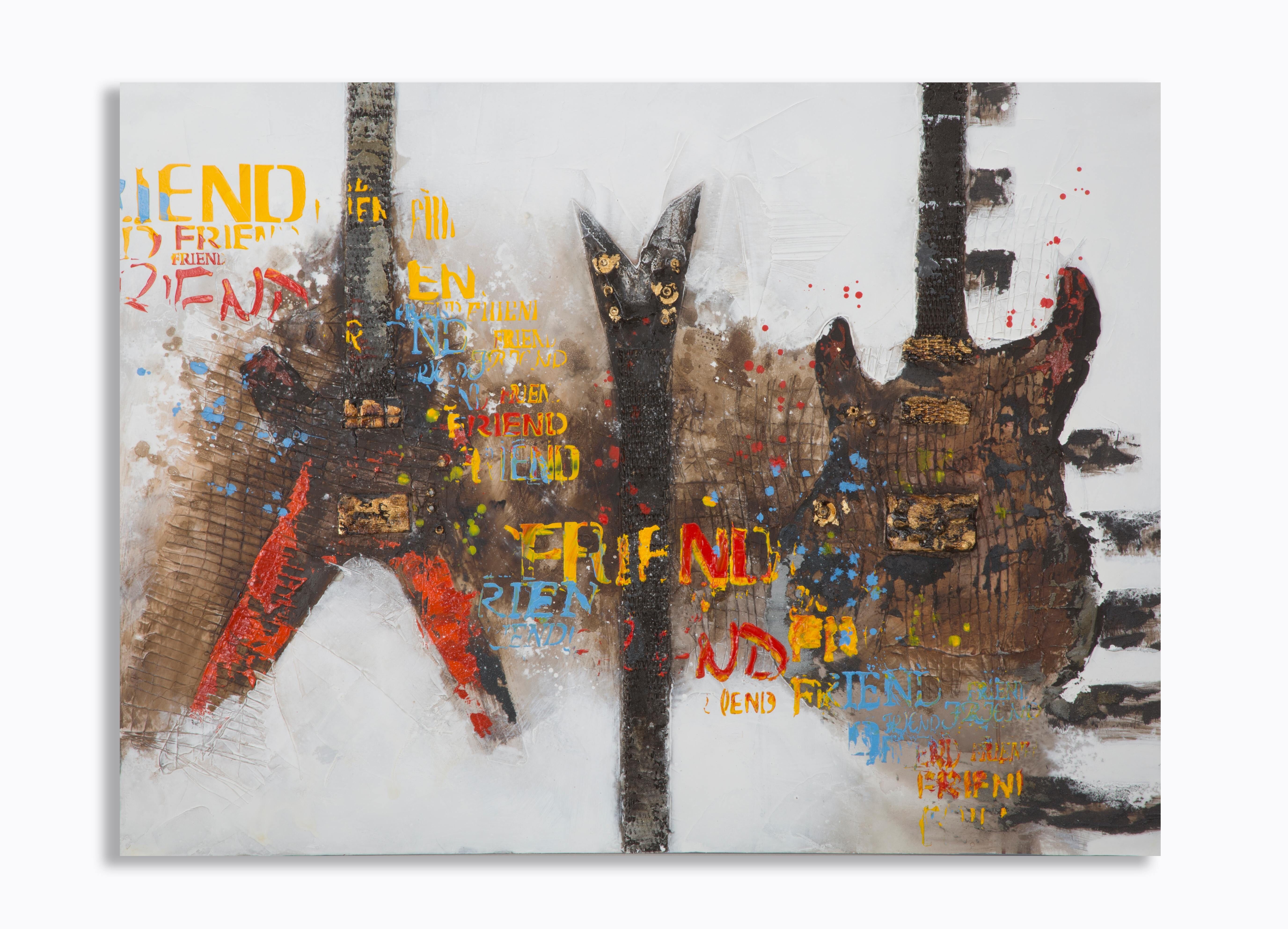 PITTURA MURALE SU TELA CHITARRE ARTY CM 120X3,5X90 D316860000