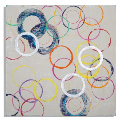 WALL PAINTING ON CANVAS FLOATING CIRCLES -B- CM 80X3X80 D317350000