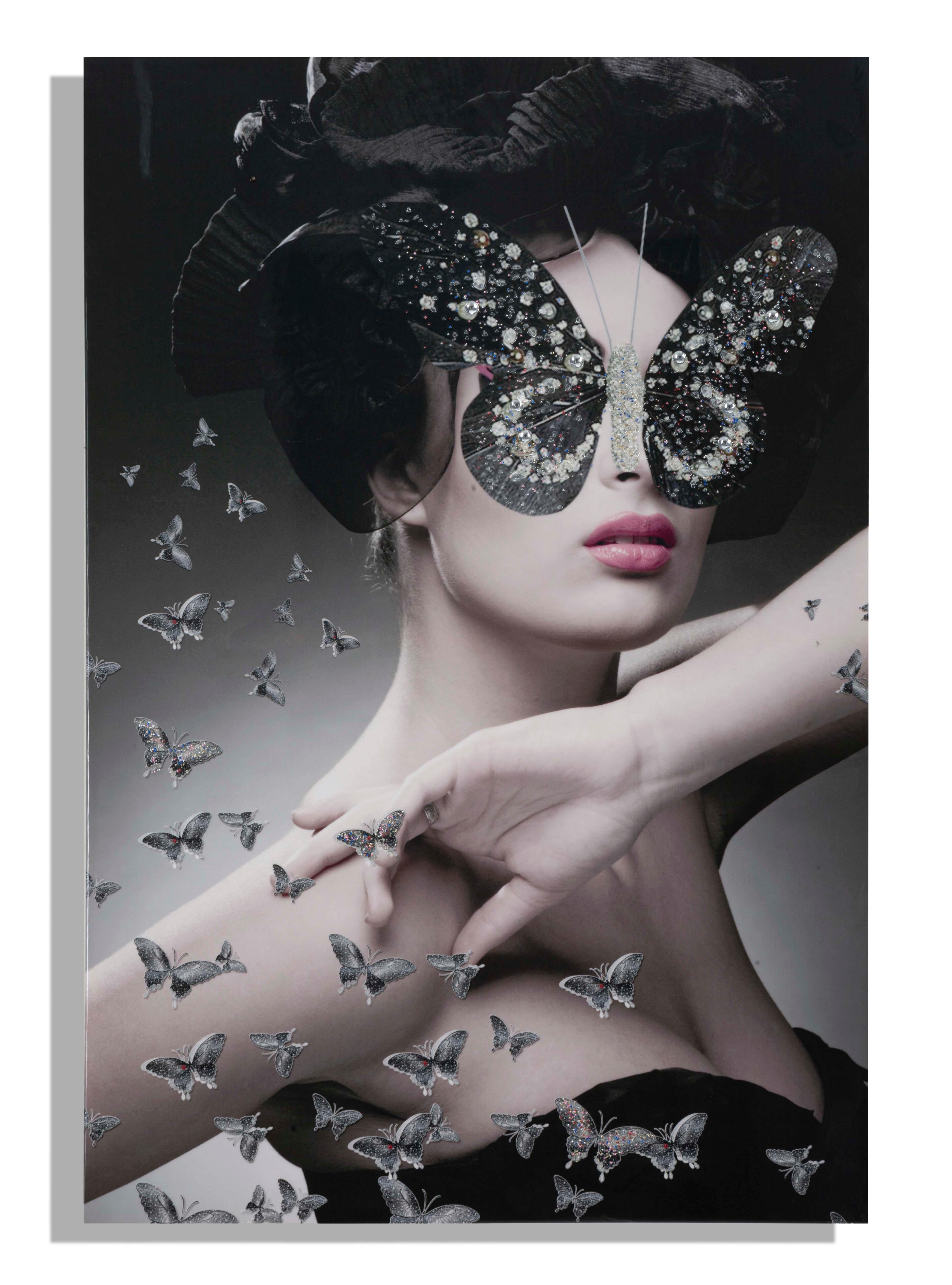 Handgefertigte Wandmalerei mit Applikationen Dark Lady Cm 80X3,8X120 D319940000