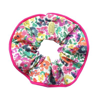 Multicolored floral print scrunchie