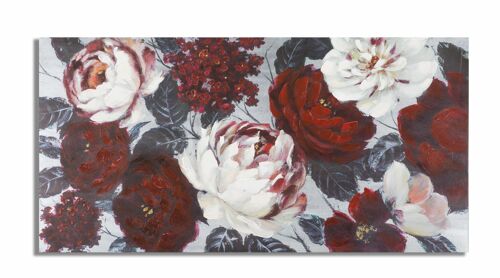 HANDMADE WALL PAINTING WHITE/RED FLOWER DARKBACK CM 120X3,7X60 D321230000