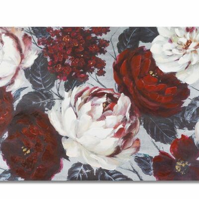 HANDMADE WALL PAINTING WHITE/RED FLOWER DARKBACK CM 120X3,7X60 D321230000