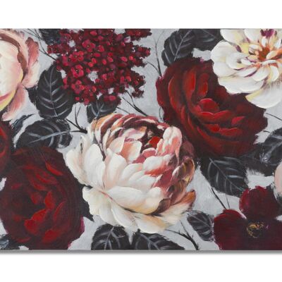 HANDMADE WALL PAINTING WHITE/RED FLOWER LIGHTBACK 150X3,8X76 D321240000