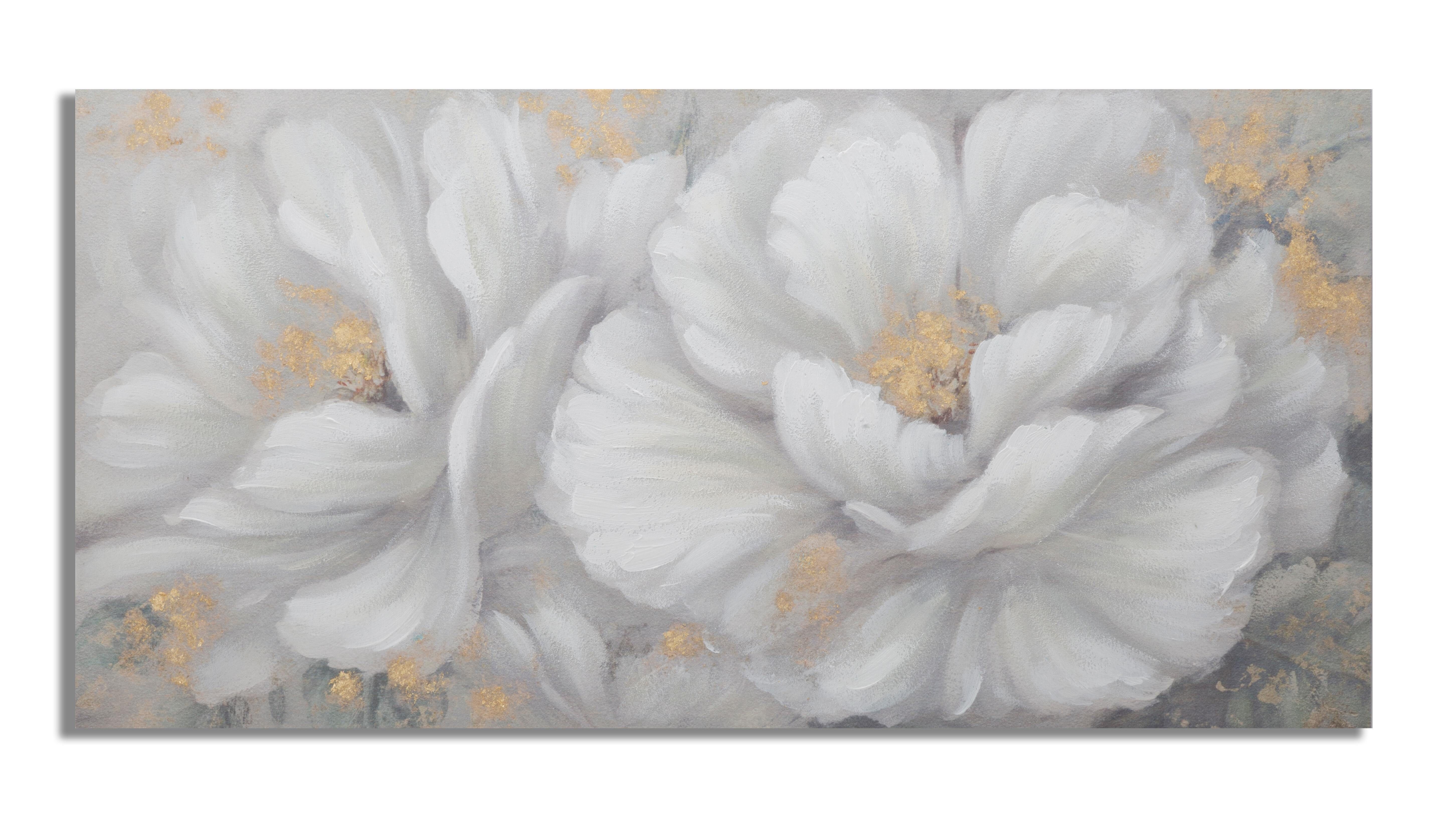 QUADRO MURALE FATTO A MANO FIORE BIANCO/ORO CM 140X3,7X70 D321270000
