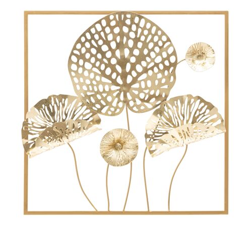 IRON WALL PANEL GOLD FLOWERS CM 50X5X50 D322240000