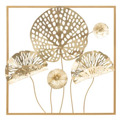 IRON WALL PANEL GOLD FLOWERS CM 50X5X50 D322240000