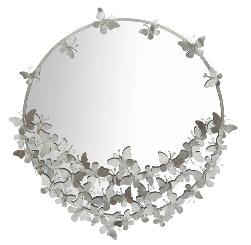 Wall Mirror Butterfly Round Silver Cm Ø 91X3X94 D660150001