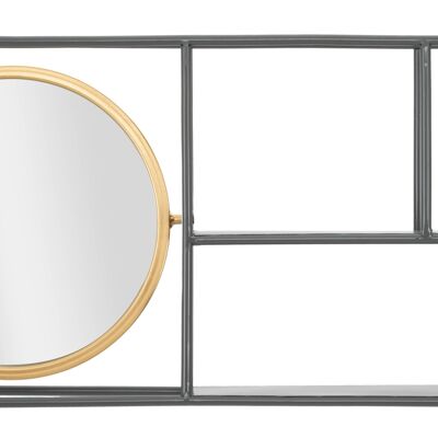 Miroir mural cercle avec étagères industrie cm 74,5x12x35 D660360000