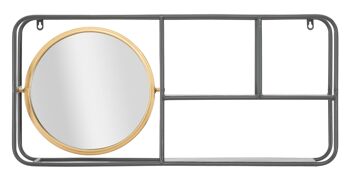 Miroir mural cercle avec étagères industrie cm 74,5x12x35 D660360000