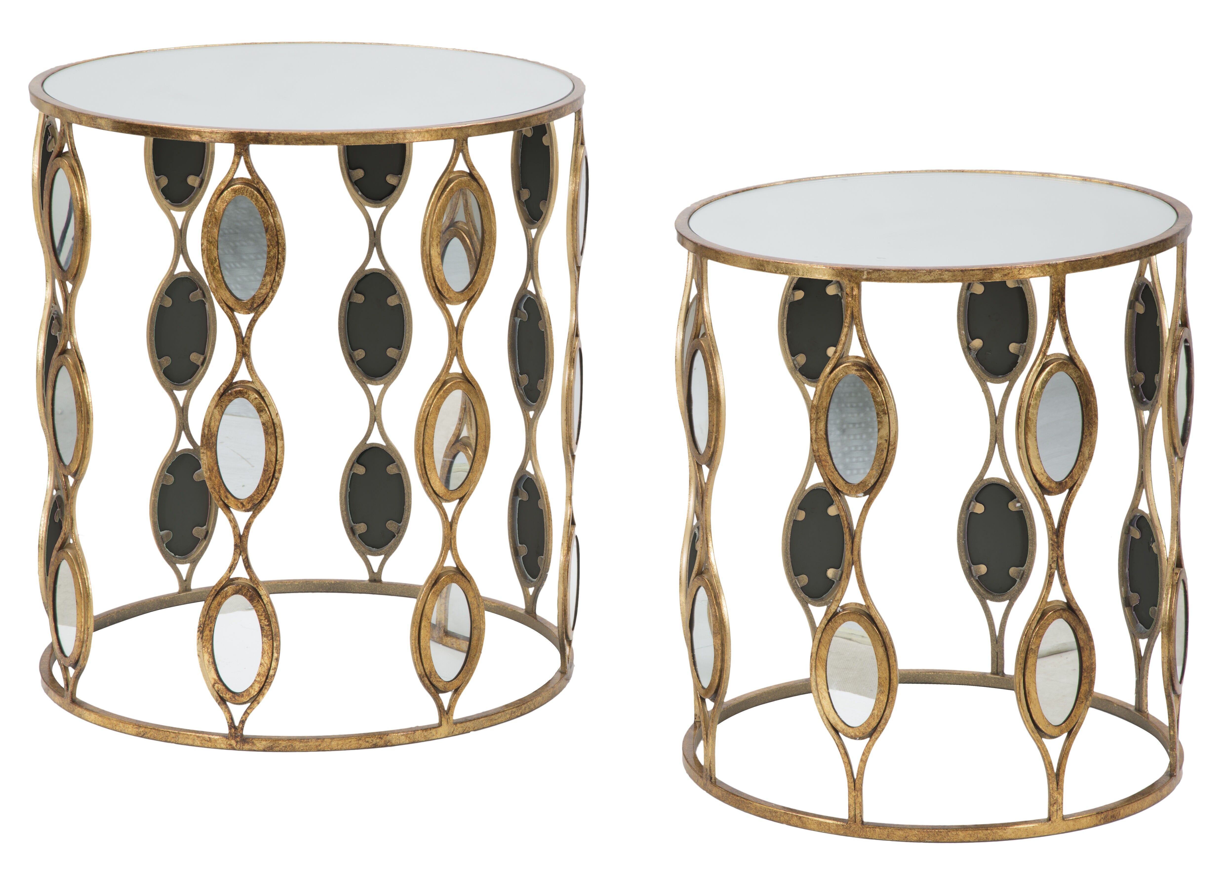 SET OF 2 TABLES WITH MIRROR CM Ø 54X60,5-47X53 D1420570000